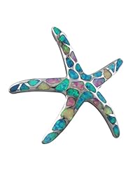 925 Silver Rhodium Blue Opal Starfish Pendant Hawaiian Silver Jewelry
