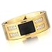 Men's Stainless Steel Enamel Ring Band CZ Gold Tone Black Wedding