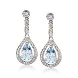 1.80ct t.w. Aquamarine, .15ct t.w. Diamond Earrings In Silver