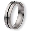 Black Accent Brushed Titanium Ring (6.0 mm) - Sizes 8-12