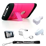 Apple iPod Touch 8GB, 16GB, 32GB, 64GB 3rd Generation (newest model) Stand Alone 3 pieces Cover Case + Includes a 3 in 1 Combo Home and Car charger and a retractable USB Data Cable Plus a 4-inch eBigvalue TM Determination Hand Strap + Screen Guard Protector included!!!