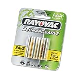 RAYNM7244 NiMH Rechargable Batteries, 800mAH, AAA, 4/Pack