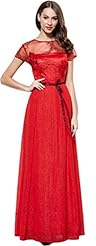  Short Sleeves Floor Length Evening Dress/Wedding Party Dress  With a Bow(s)