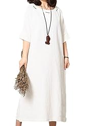 Bateau Neck Linen Summer  Dress