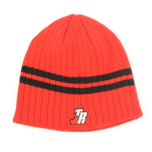 Toronto Raptors Red Ribbed 2-Stripe Knit Beanie (Uncuffed)