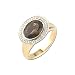 14K Yellow Gold 0.08 ct. Diamond and 2 1/2 ct. Oval Shaped Smoky Topaz Fashion Ring