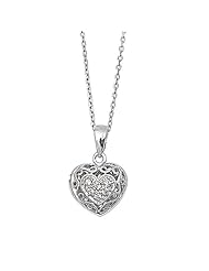 FBAS-0004 Sterling Silver Link Chain With CZ Heart Locket Pendant Necklace; Comes With Free Gift Box