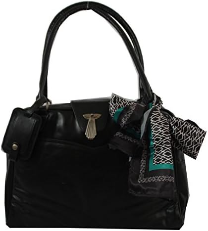 Fine Society FB2900062BLK Women's Kate Compu iPad Tote Handbag Bag with Scarf, Black