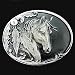 Pewter Belt Buckle - Horsehead with Feathers