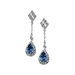 14K White Gold Chatham Created Sapphire and Diamond Earrings