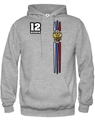 RUSSIA FAN SHIRT – RUSSLAND – HERREN UND DAMEN – HOODIE in Graumeliert by Jayess Gr. xxl