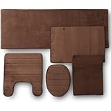 5PC MEMORY FOAM BATHROOM SET COMBO - CHOCOLATE
