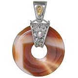 Sterling Silver Carnelian, Citrine & Rainbow Moonstone Pendant by Sajen