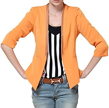 IDNS Women's 3/4 Sleeve Formal Office Slim Fit Work Wear Blazers XL Yellow