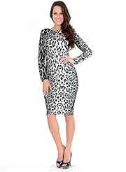 Sexy Leopard Print Round Neck Long Sleeves  Dress