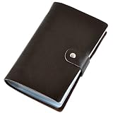 Aladin Leather Business Card Organizer Book Credit Card Holder with 90 Plastic Card Slots Coffee