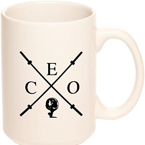 The Barbell CEO Ceramic Heavy Duty 15.2oz Coffee Mug: Perfect for Fitness, Weightlifting, Powerlifting, Athletes, and Coaches