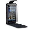 NOKIA N8 PREMIUM PU LEATHER FLIP CASE - BLACK, WITH SCREEN PROTECTOR