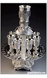 Grapes Motifs Silver Plated 8 Cup Kiddush Wine Fountain