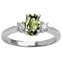 1.10 cttw Genuine Oval Green Sapphire and Diamond Engagement Ring - 14kt White or Yellow Gold