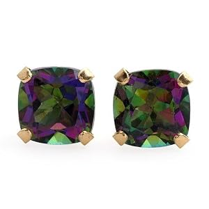 Beautiful Stud Earrings With 2.40ctw Genuine Topazes Beautifully Designed in 14K Yellow Gold Length 6mm