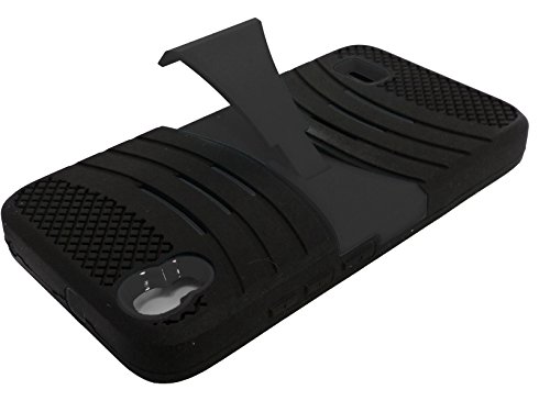 For Huawei Vision 3 III LTE Dual Hybrid Armor Skin Protective Case Phone Cover with Stand + Happy Face Phone Dust Plug (Horizontal Black-Black)