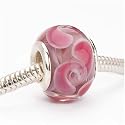Murano Style Glass Lampwork Bead Fits Pandora Pink Paisley 14mm (1)