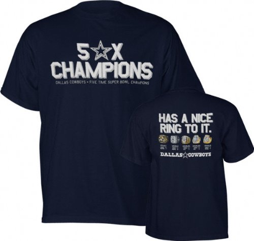 Dallas Cowboys 5-Time Super Bowl Champions Nice Ring T-shirt (Navy) M