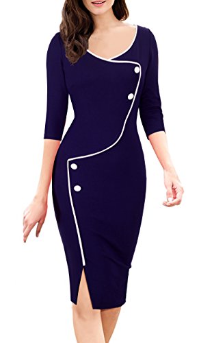 HOMEYEE Women's Retro 3/4 Sleeve Formal Evening Cocktail Pencil Dress B329