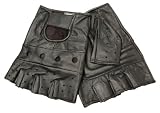 Men's Boston Traveler Fingerless Leather Gloves - Black