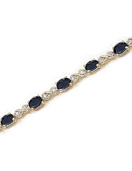 14kt Yellow Gold Oval Blue Sapphire and Diamond Bracelet