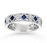 14k White Gold Filigree Diamond Sapphire Stackable Ring 14k White Gold Filigree Diamond Sapphire Stackable Ring