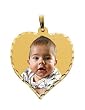 Custom Photo Pendant  Medium Solid 14k Yellow Gold Heart Pendant with Diamond Cut Edge Photo Pendant Picture Charm Created From Your Favorite Photo