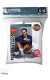 6-Pack Hanes CLASSIC CREW - WHT W/GRY HEEL & TOE 84/6