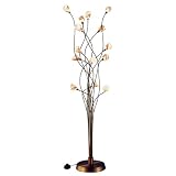 Lite Source LS-8677BRZ/AMB Modern Vine Fourteen Light Floor Lamp in Bronze with Amber Swirled Glass