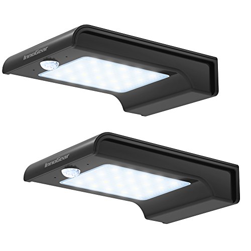 InnoGear 20 LED Solar Lights Motion Sensor Outdoor Light Waterproof Auto Security Night Detector Lighting for Gutter Fence Yard (Black)
