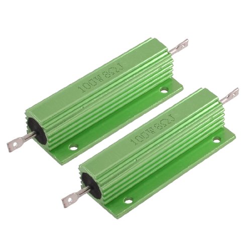 Uxcell a12112700ux0253 2 Piece Green Aluminum Wire Wound Resistor, 100W Power 8 Ohm 5%
