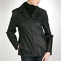BGSD Women's Wing Collar Leather Scuba Jacket - Misses & Petite
