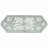 Antique style Open Filigree Simulated Diamond CZ Silver Pin