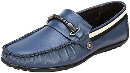 Serene Mens Breathe Stylish Moccasin Buckle Slip On Casual Loafer(7.5 D(M)US, Blue)