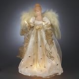 Kurt Adler 16-Inch UL 10 Light Ivory and Gold Angel Treetop