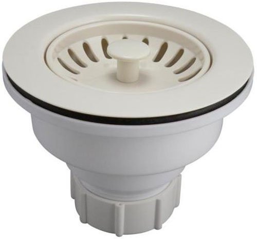 Keeney K1442BSQ Deep Cup Plastic Sink Strainer with Fixed Post Basket, Bisque