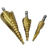 3 ピース hss スパイラル溝付き ステップ ドリル ドリル ビット 4 ミリメートル に 12 ミリメートル 20 ミリメートル 32 ミリメートル カット ツール セット 1/4 "六角ステップ