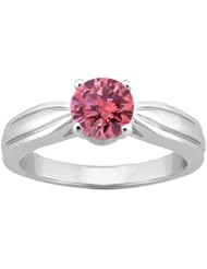 0.90 Ct Round Pink VS2/SI1 Diamond 18K White Gold Ring