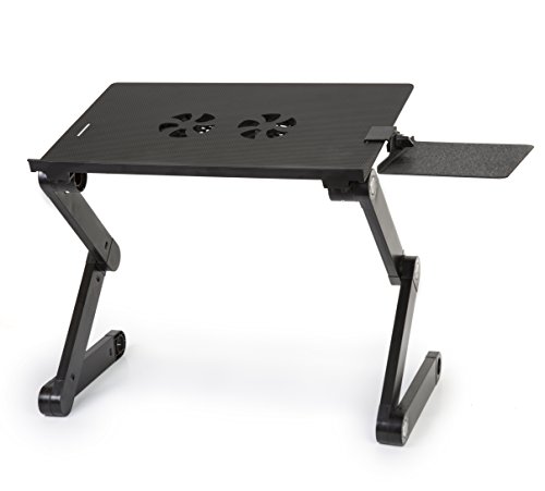 Ivation™ Adjustable Portable Laptop Desk with Dual USB-Powered Fans - Perfect as Laptop Table, Bed Tray or Book Stand - Ergonomic Design Includes Clip-On Mouse Stand