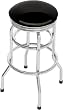 Barstool w 2 Foot Rings Chrome Seat Ring w Swivel Solid Black