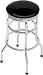 Barstool w 2 Foot Rings Chrome Seat Ring w Swivel Solid Black
