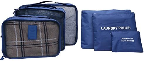 Super Compression Packing Cubes 6pcs Value Set for Travel Organizers-Waterproof Laundry Bag-Fine Mesh Luggage Organizer Bags Lan