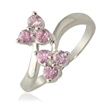 0.75cttw Natural White Round Diamond (SI-Clarity, GH-Color) and Pink Sapphire (AA+ Clarity,Pink Color) Fashion Ring in 10K White Gold.size 7.5