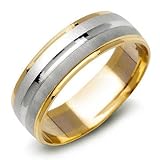 14K Two-Tone Gold Mens Contemporary Wedding Band Ring